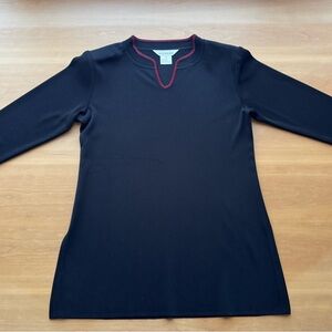 Misook Black Tunic Top with Red Trim